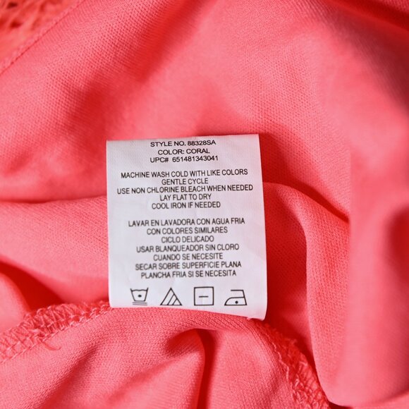 TIANA B. Coral Floral Lace Overlay Short Sleeve Dress - Size Medium - Picture 11 of 13